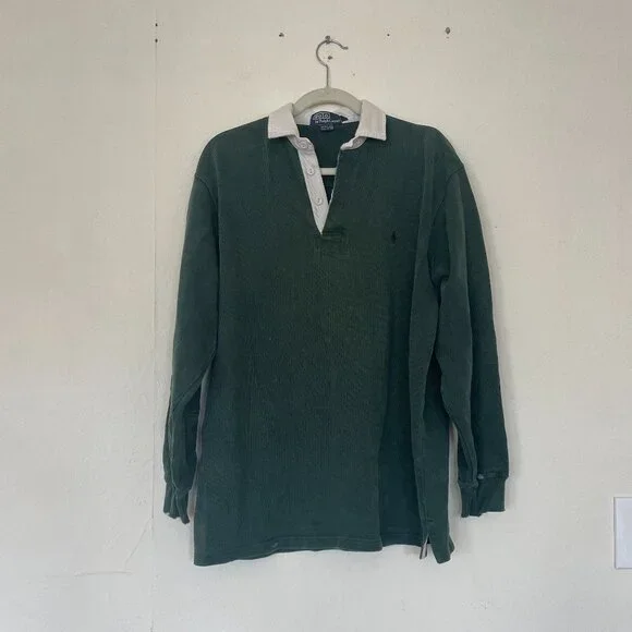 Vintage Evergreen Polo Ralph Lauren Rugby Polo Shirt - Picture 1 of 8